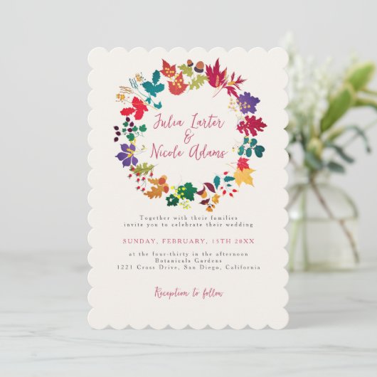 Spring Mustard Yellow Purple Meadow Flower Wedding 招待状 (スタンド正面)