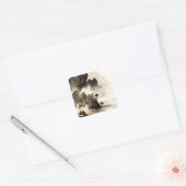 Spring Mystic Fox Misty Mountain Minimalist Zen スクエアシール (封筒)