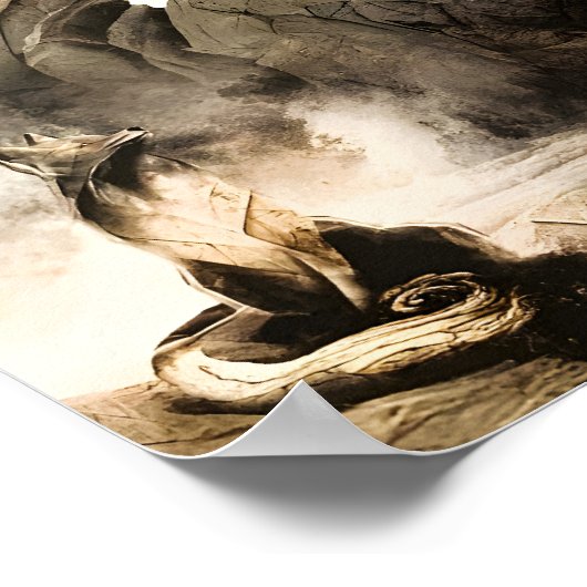 Spring Mystic Fox Misty Mountain Minimalist Zen ポスター (角)