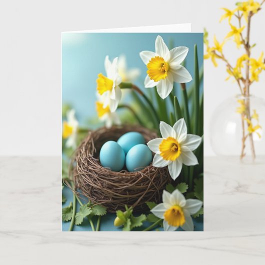 Spring Nest Egg Bloom Art Card カード (黄色い花)