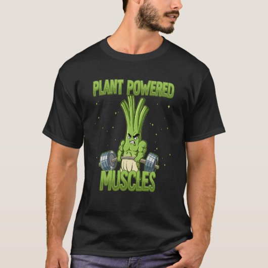 Spring Onion Gym Weight Training Plant Powered Mus Tシャツ (正面)