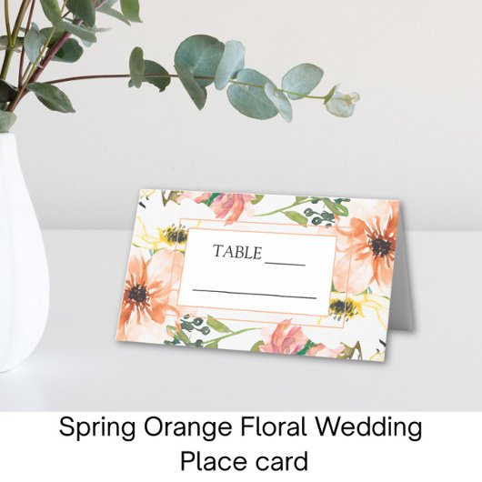 Spring Orange Floral Wedding Place card プレイスカード