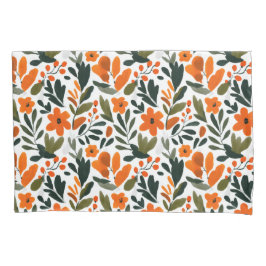 Spring Orange Flowers Chic Elegant Floral Pattern 枕カバー