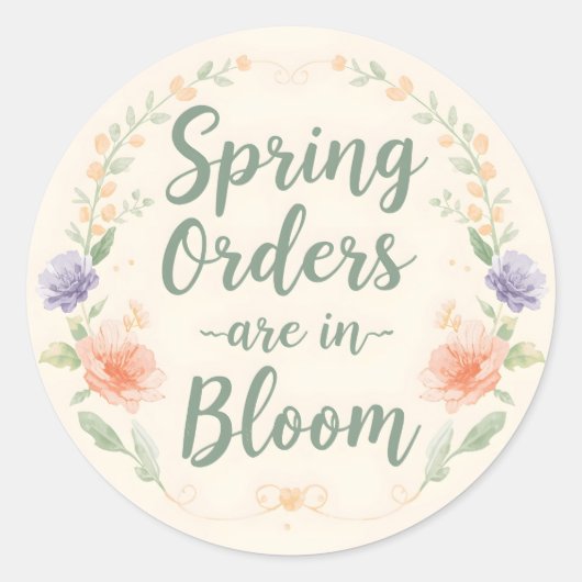 Spring Orders are in blue Bloom ラウンドシール (正面)