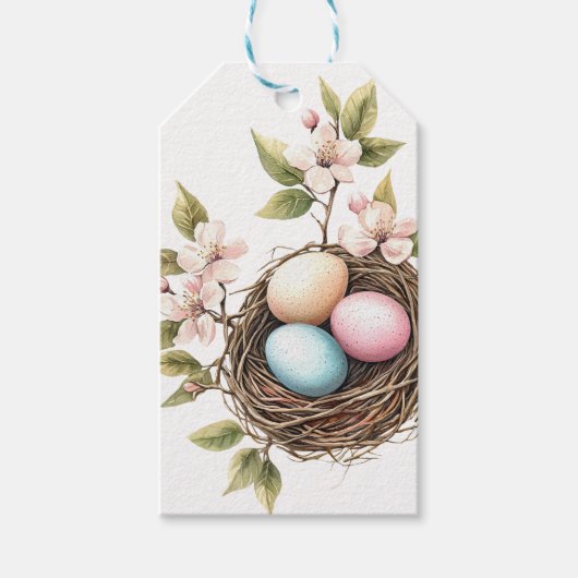 Spring Pastel Bird's Nest Gift Tag ギフトタグ (正面)