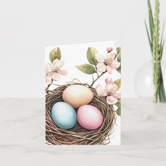 Spring Pastel Bird's Nest Note Card ノートカード (正面)