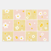 Spring Pastel Floral & Hearts ラッピングペーパーシート (正面)
