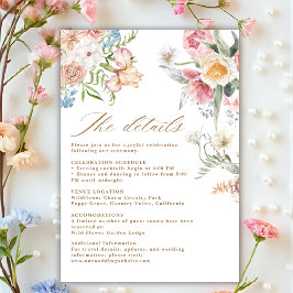 Spring pastel floral wildflower wedding details エンクロージャーカード