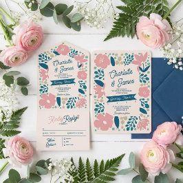 Spring Pastel Petals All in One Wedding Invite オールインワン招待状