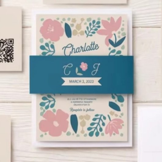 Spring Pastel Petals Invitation Belly Band 招待状ベリーバンド