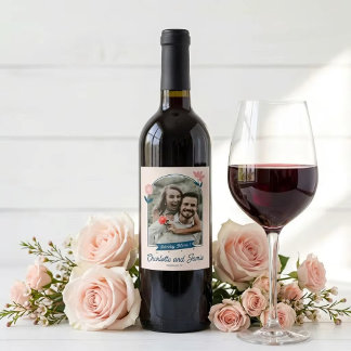 Spring Pastel Petals Save the Date ワインラベル