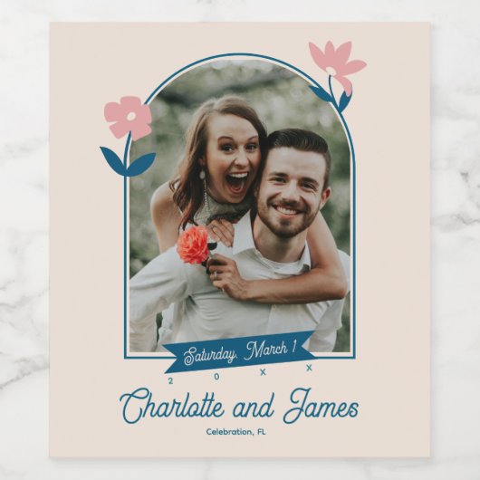 Spring Pastel Petals Save the Date ワインラベル (シングルラベル)