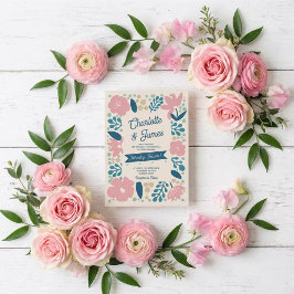Spring Pastel Petals Wedding Invitation 招待状