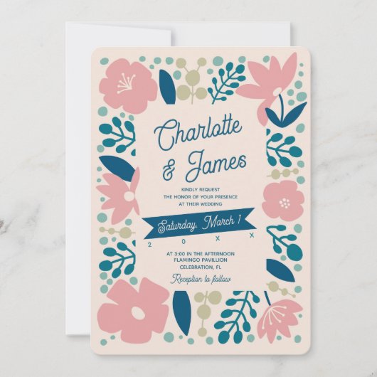 Spring Pastel Petals Wedding Invitation 招待状 (正面)
