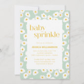 Spring Pastel Sage Green Daisies Baby Sprinkle 招待状 (正面)