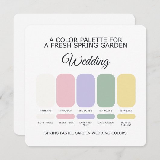 Spring Pastel Wedding Color Palette Card 招待状 (正面/裏面)