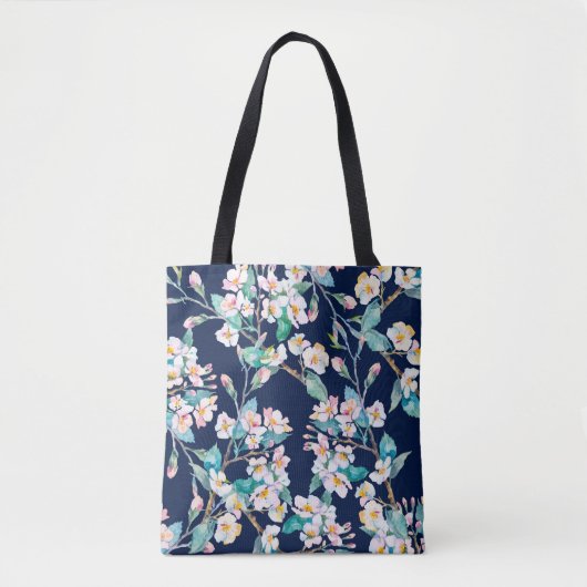 Spring pattern. Flowering branches. Watercolor. Vi トートバッグ (正面)