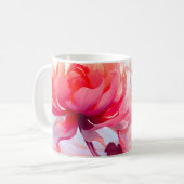 Spring Peony Bloom Garden Watercolor コーヒーマグカップ (正面左)