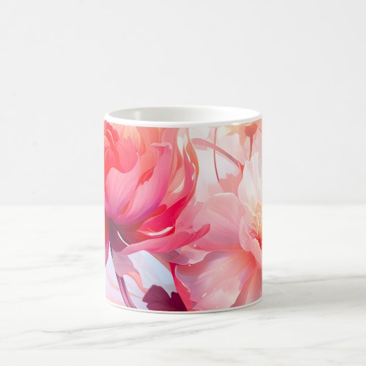 Spring Peony Bloom Garden Watercolor コーヒーマグカップ (中央)