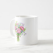 Spring Peony Bouquet Watercolor Ladybug Mug コーヒーマグカップ (正面左)