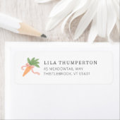 Spring Pink Bow Carrot Modern Minimal Address ラベル (インサイチュ)