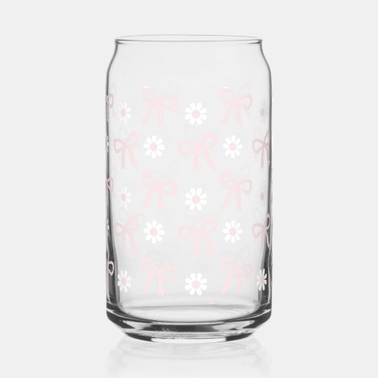 Spring Pink Bows & Daisy's Beverage Glass  ガラス缶 (正面)
