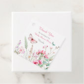 Spring Pink Butterfly Floral Baby Shower フェイバータグ (インサイチュ)