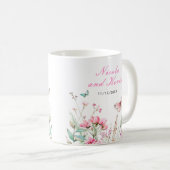 Spring Pink Butterfly Floral Wedding コーヒーマグカップ (正面右)