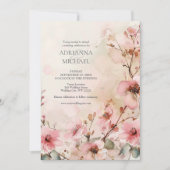 Spring Pink Floral Wedding Invitation 招待状 (正面)