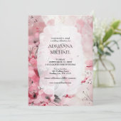 Spring Pink Floral Wedding Invitation 招待状 (スタンド正面)