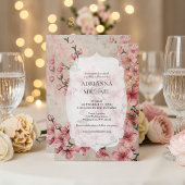 Spring Pink Floral Wedding Invitation 招待状
