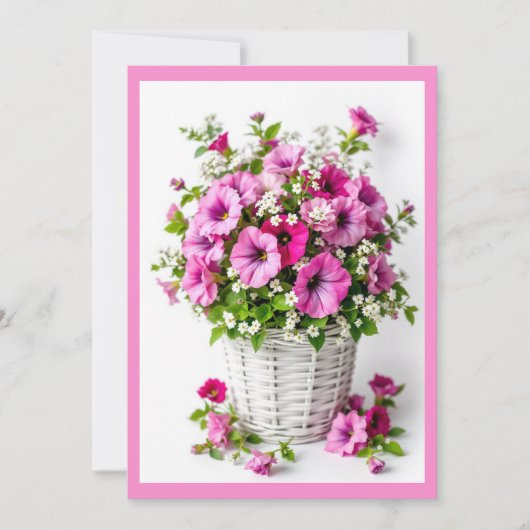 Spring Pink Petunias Personalize Party 招待状 (正面)