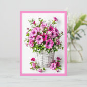 Spring Pink Petunias Personalize Party 招待状 (スタンド正面)