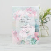 Spring Pink & Teal Floral Wedding Invitation 招待状 (スタンド正面)