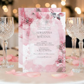Spring Pink & White Floral Wedding Invitation 招待状