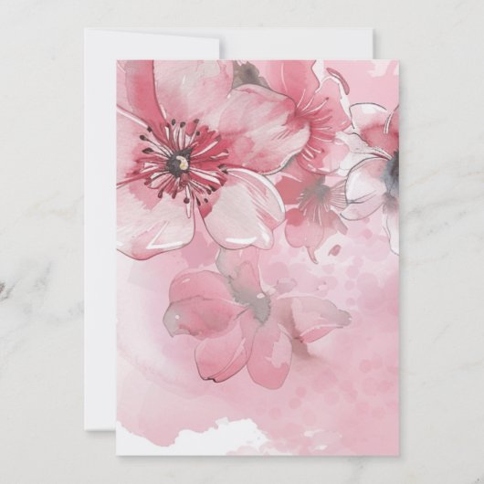 Spring Pink & White Floral Wedding Invitation 招待状 (裏面)