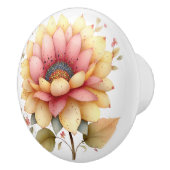 Spring Pink Yellow Garden Flower セラミックノブ (右)