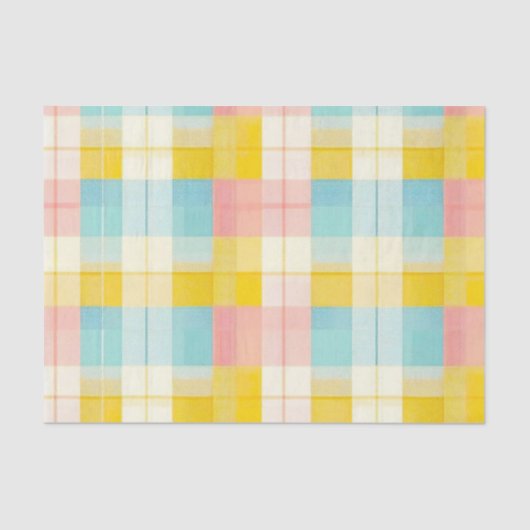 Spring Plaid Blue Pink Yellow 薄葉紙 (正面)