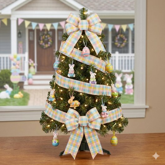 Spring Plaid Pastel Pink Blue Yellow グログランリボン