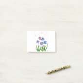 Spring purple blue flowers watercolor ポストイット (デスク上)