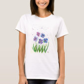 Spring purple blue flowers watercolor tシャツ (正面)