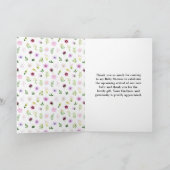 Spring Purple Floral Baby Shower サンキューカード (内部)