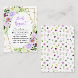 Spring Purple Floral Baby Shower Book Request エンクロージャーカード