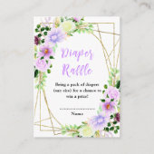 Spring Purple Floral Baby Shower Diaper Raffle エンクロージャーカード (正面)
