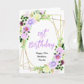 Spring Purple Floral Birthday カード (正面)