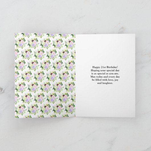 Spring Purple Floral Birthday カード (内部)