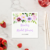 Spring Purple Floral Bridal Shower スタンダードカクテルナプキン (インサイチュ)