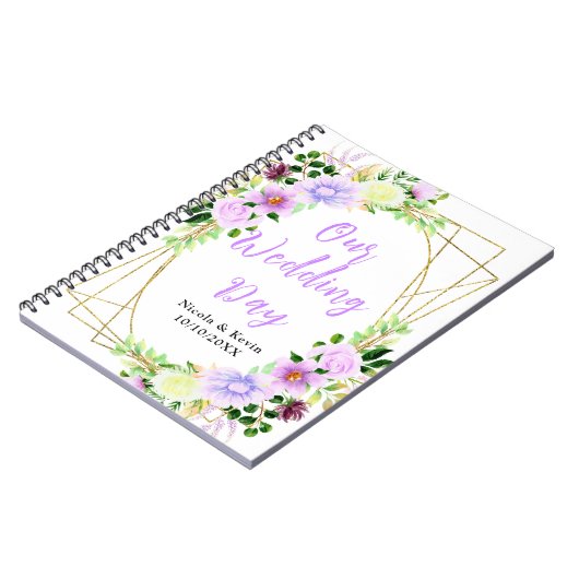 Spring Purple Floral Wedding Planner ノートブック (左側)