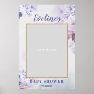 Spring purple flowers boho baby shower photo prop ポスター