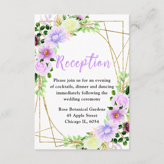 Spring Purple Flowers with Foliage エンクロージャーカード (正面)